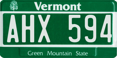 VT license plate AHX594