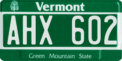VT license plate AHX602