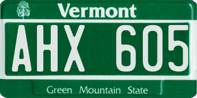 VT license plate AHX605