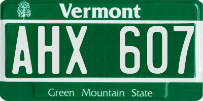 VT license plate AHX607