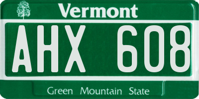 VT license plate AHX608