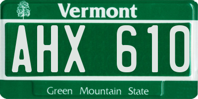 VT license plate AHX610