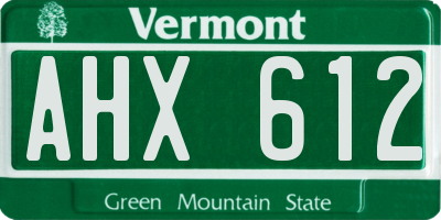 VT license plate AHX612