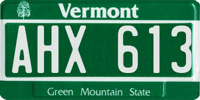 VT license plate AHX613