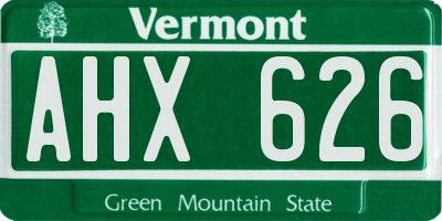 VT license plate AHX626