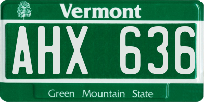 VT license plate AHX636