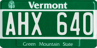 VT license plate AHX640