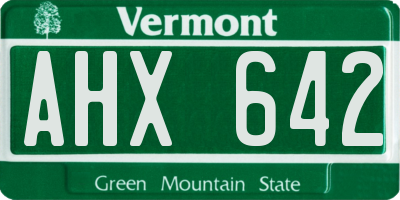 VT license plate AHX642