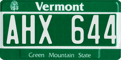 VT license plate AHX644