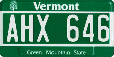 VT license plate AHX646
