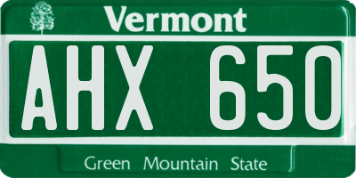 VT license plate AHX650