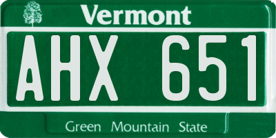 VT license plate AHX651