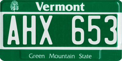 VT license plate AHX653