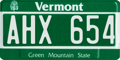 VT license plate AHX654