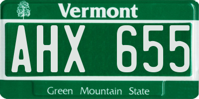 VT license plate AHX655