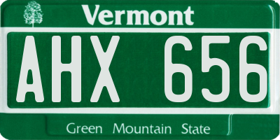VT license plate AHX656