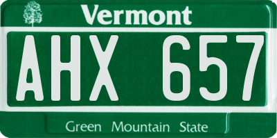 VT license plate AHX657