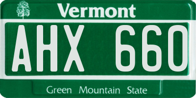 VT license plate AHX660