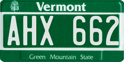 VT license plate AHX662