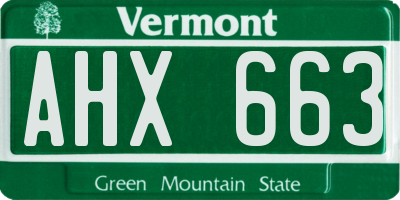 VT license plate AHX663