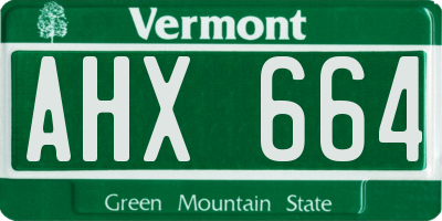 VT license plate AHX664