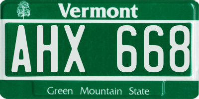 VT license plate AHX668