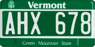 VT license plate AHX678