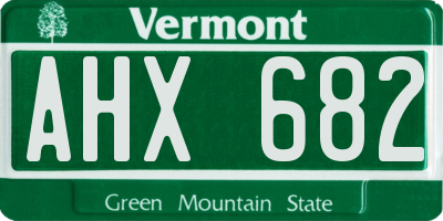 VT license plate AHX682