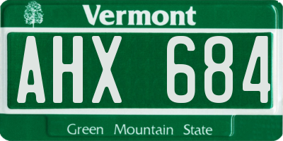 VT license plate AHX684