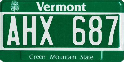 VT license plate AHX687