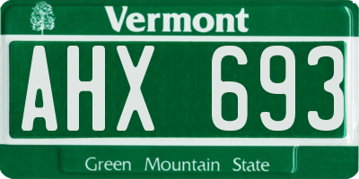 VT license plate AHX693