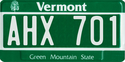 VT license plate AHX701