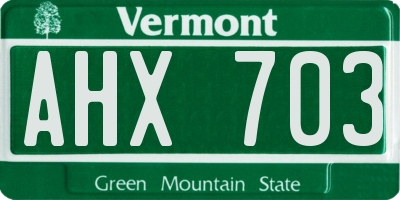 VT license plate AHX703