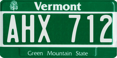 VT license plate AHX712