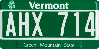 VT license plate AHX714