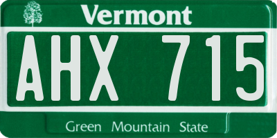 VT license plate AHX715
