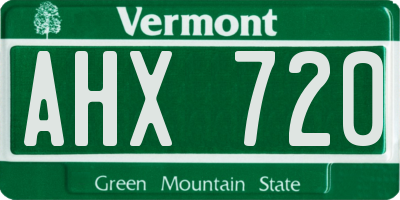 VT license plate AHX720