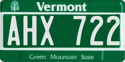 VT license plate AHX722