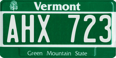 VT license plate AHX723