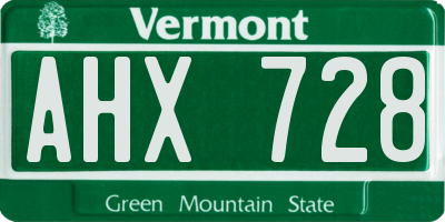 VT license plate AHX728