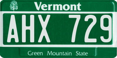 VT license plate AHX729
