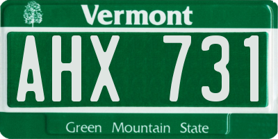 VT license plate AHX731