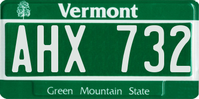 VT license plate AHX732
