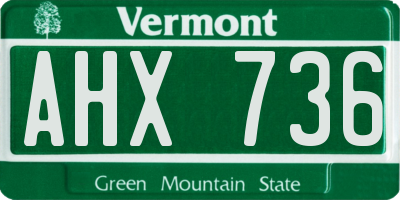 VT license plate AHX736