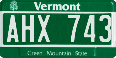 VT license plate AHX743