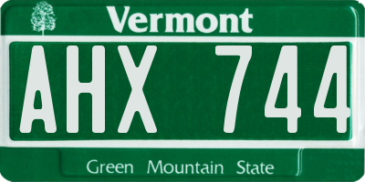 VT license plate AHX744