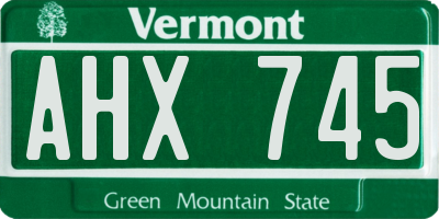VT license plate AHX745