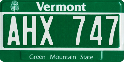 VT license plate AHX747