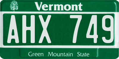 VT license plate AHX749