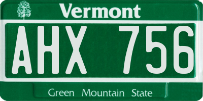 VT license plate AHX756